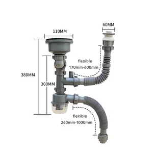 Professionele Fabricage Wasafvoerfittingen Bassin Afvoerpijp Met Uitbreidbare Buisvormige Voor Wasmachine Gootsteen Afvoerpijp