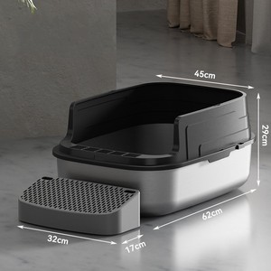 Litière <span class=keywords><strong>pour</strong></span> chat en plastique légère et portable avec couvercle avant amélioré - Product Image 4