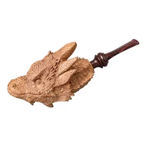 Affascinante pipa da tabacco in legno di Briarwood intagliata a mano con drago grande pipa da fumo con stelo Cumberland