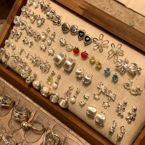 Boucles d'oreilles en argent 925 Zarcillos Plata, bijoux verts, boucles d'oreilles à la mode, piercings 925, boucles d'oreilles et accessoires en gros - Product Image 1