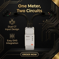 Capteur de puissance intelligent à double circuit avec double entrée CT 250A RS485 Modbus pour la surveillance de l'énergie solaire photovoltaïque