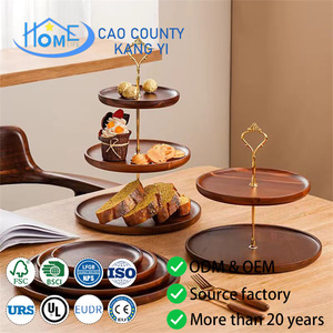 Soporte de Madera de Acacia de 3 Niveles de <span class=keywords><strong>la</strong></span> Mejor Calidad para Postres y Pasteles, Elegante Bandeja para Servir Cupcakes y Frutas para el Té de <span class=keywords><strong>la</strong></span> Tarde y Fiestas - Product Image 1