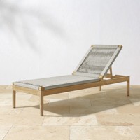Chaise longue de jardin en teck avec dossier en corde, pour extérieur, piscine, mobilier de jardin