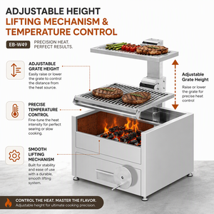 Parrilla Argentina de Carbón para Encimera en Acero Inoxidable con Altura Ajustable - Product Image 3