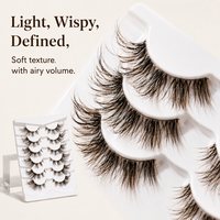Populaire Lot de 6 paires de faux cils en fibre synthétique, marron, à volume bouclé, effet vison, ailés et allongés, avec bande en plastique transparente naturelle