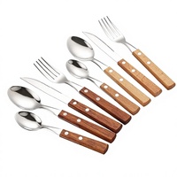 Ensemble de couverts en bois massif et acier inoxydable 304, finition miroir style japonais, vaisselle occidentale, manches en Sapele, couteau à steak, fourchette, cuillère