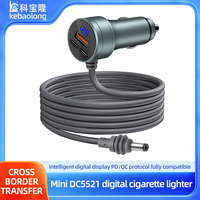 Mini Cable de alimentación para coche Starlink de 2M/6,5 pies con cargador de coche USB Dual 12V-24V DC enchufe y voltímetro chaqueta de PVC para Mini Cámara