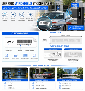 Custom Printable UHF RFID Windshield Sticker Label for Car Parking System Vehicle <b>Access</b> and Long Range Tracking - Product Image 3