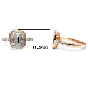 Sur mesure nouveau Style meilleure qualité platine 950 or rose diamant naturel octogone mince cluster anneaux pour femme - Product Image 5