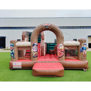 Château gonflable géant personnalisé en PVC imitation bois avec toboggan pour fêtes et jeux d'enfants - Product Image 1