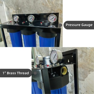 Sistema di Filtrazione dell'<span class=keywords><strong>Acqua</strong></span> Potabile a Tre Stadi con Telaio Zincato Nero Neozelandese, Filtro BB da 20 Pollici e Manometro per Uso Domestico - Product Image 3
