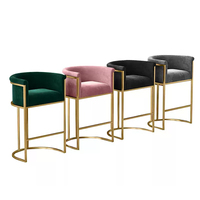 Tabouret de bar moderne en métal et acier avec éponge haute densité et couleur de meuble de siège en velours personnalisée
