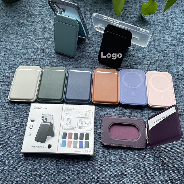 Slim Leather Wallet Billfold for Apple 15 17 Pro Max Magnetic Credit Wallet Leather for iPhone 14 13 12 16 Card Holder Stand
