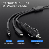 Mini câble Starlink de 10 mètres Câble d'alimentation CC 3 en 1 Type C Prise allume-cigare 12V et cordon d'alimentation CC mâle Starlink V4 Mini câble d'alimentation CC