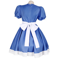 Disfraz de Cosplay de Alice Maid, Vestido Azul y Blanco con Manchas de Sangre, Tela de Poliéster, Verano 2025, para Halloween, Juegos, Anime, Juego de Rol
