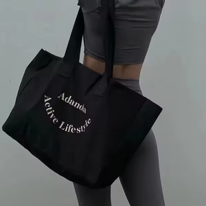 Customized Logo Eco Friendly Oversize Large Grocery <b>Black</b> Cotton <b>Canvas</b> Beach Gift Shopping <b>Tote</b> <b>Bag</b> - Product Image 2