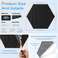 Panneaux acoustiques hexagonaux autocollants faciles à installer, panneaux insonorisants en feutre PET haute densité, panneaux absorbants du bruit durables