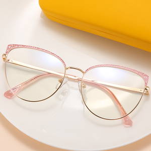 MS 82028แว่นตา<span class=keywords><strong>2022</strong></span>ใหม่แมวตาออกแบบสุภาพสตรีชุดเยาวชนโลหะกรอบขนาดใหญ่ธรรมดาต่อต้านสีฟ้าแสงแว่นตา - Product Image 2