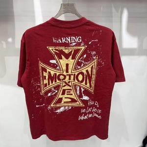 Guangzhou expédie <span class=keywords><strong>la</strong></span> dernière collection MIXED EMOTION de t-shirts à manches courtes pour hommes, vêtements imprimés vintage de style américain de haute qualité. - Product Image 2