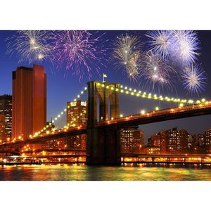 Decoración de pared 2024 Año Nuevo NYE Fiesta temática Banner 7x5ft Fondo de tela NYC Puente de Brooklyn Fuegos artificiales para fotos de Cumpleaños de adultos - Product Image 5