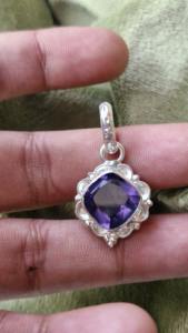 Coussin pendentif améthyste en argent sterling 925 fait à la main bijoux en pierres précieuses violettes - Product Image 5