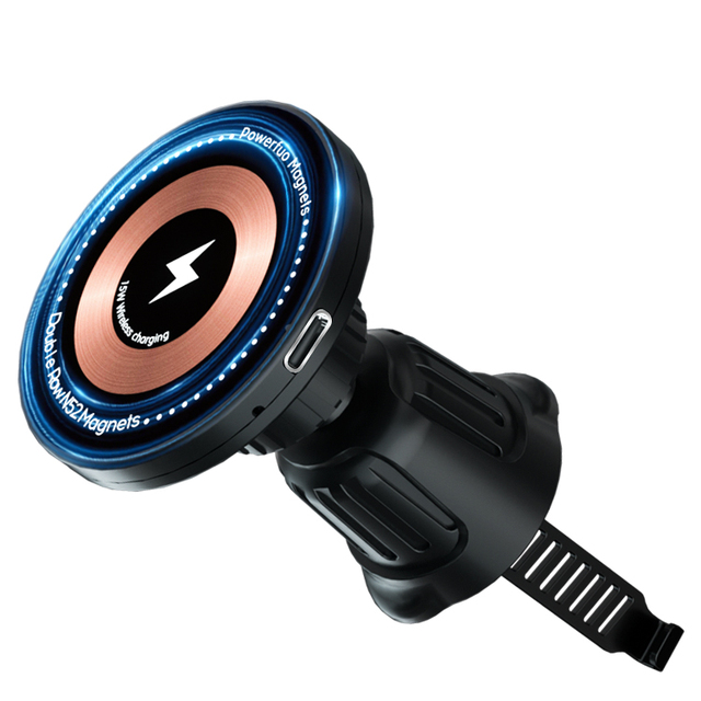 2024 15W Magnetic Wireless Car Charger Fast Charging Car Phone Holder Strong Magnet Mobile Phone Holder