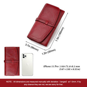 Portefeuille long en cuir Andong RFID pour femmes, en cuir de vache véritable, style vintage, avec fermeture éclair, pince à billets, portefeuille à fermeture éclair polyvalent - Product Image 2