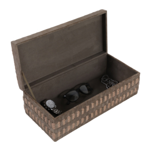 Scatola decorativa in pelle scamosciata con coperchio per gioielli, ricordi, conservazione, decorazione per tavolino da caffè - Product Image 3