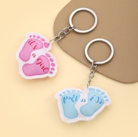 Porte-clés en cuir PU 3D mignon pour la Saint-Valentin avec enregistrement vocal numérique et empreintes de petits pieds rembourrées