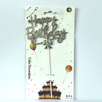 Fabrikpreis 3D Plastik Happy Birthday Cake Topper Sechseckiger Rahmen Kursivschrift Geburtstagstorten-Dekoration Party-Feier