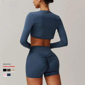 9142 Shampooed manga larga Yoga Wear mujeres al aire libre correr chaleco camiseta Fitness secado rápido Top - Product Image 2