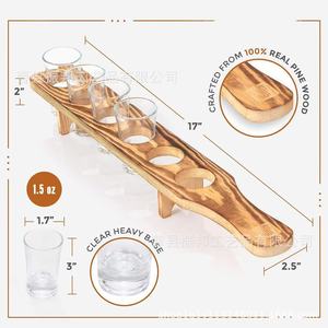 Wooden Shot <b>Glass</b> <b>Rack</b> With Handle 15 <b>Glasses</b> Cocktail Serving Tray For Restaurant Use - Product Image 4