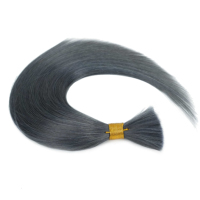 Cheveux humains en vrac à cuticules intactes, gris bleu, soyeux et lisses, saines extrémités complètes, bleu cendré, double tirage, pour tressage