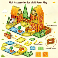Ensemble de blocs de construction magnétiques AJB 44 pièces sur le thème de la ferme, jouet d'assemblage, cadeau créatif Montessori