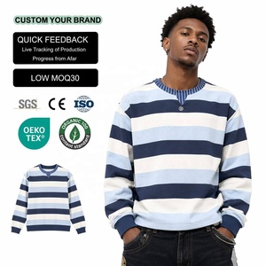 Camiseta de Manga Larga Personalizada Tipo Waffle de 200~500 Gsm, Camiseta Térmica de Manga Larga a Rayas 100% Algodón para Hombre - Product Image 1