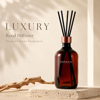Diffuseur de parfum d'ambiance 500 ml à marque privée avec bouteille en verre ambré de luxe, parfum personnalisé, aromathérapie pour hôtels, cadeaux et vente au détail