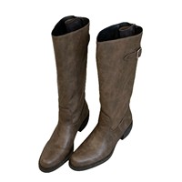 Bottes de chevalière pour femme, nouvelle collection hiver 2026, mi-mollet, couleur unie, style britannique, boucle de ceinture, fermeture éclair arrière, talon épais, bottes ajustées