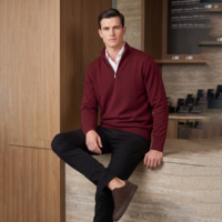 Pull d'hiver à col zippé personnalisé avec logo, pull en tricot de haute qualité pour hommes, vente en gros