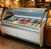 Vitrine Réfrigérée Commerciale Grande Capacité pour Crèmes Glacées et Gelatos, Refroidissement par Ventilation, 2 Portes Coulissantes en Verre Trempé, Équipement de Réfrigération