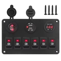 Panneau de commande 6 interrupteurs à bascule avec LED bleues, 5 broches, double ports USB pour voitures, motos, bateaux