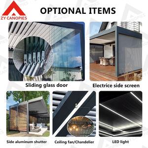 3x4m 4x5m 5x6m 6x7m pérgola moderna al aire libre <span class=keywords><strong>de</strong></span> aluminio con persianas resistencia al viento Fácil instalación Gazebo con ventana <span class=keywords><strong>de</strong></span> elevación eléctrica - Product Image 3