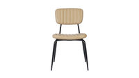 Chaise de salle à manger rembourrée moderne, siège rembourré beige, cadre en métal, dossier côtelé, pour café, restaurant, cuisine