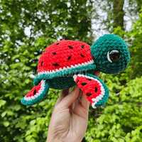 KIVA Peluche tortue amigurumi au crochet faite à la main, motif kiwi, en polyester, jouet en peluche mignon, cadeau pour enfants