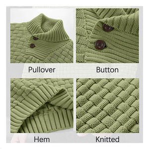 Pull-over d'hiver coupe ajustée pour hommes Pull épais et chaud à col haut Nouveau pull en tricot Pull à capuche et sweat-shirt pour hommes - Product Image 5