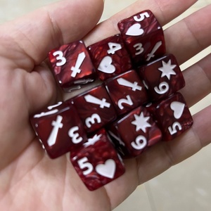 Lot de 10 dés de <span class=keywords><strong>jeu</strong></span> D6 de 16 mm en acrylique arrondi avec motifs, pour TRPG, dés de collection - Product Image 2