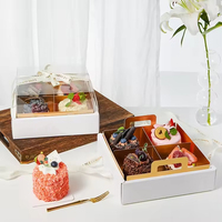 Boîte d'emballage en carton pour pâtisserie, gâteau de lune, avec fenêtre, logo personnalisé en gros, motif de grille à neuf palais