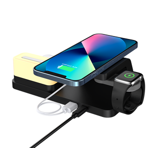 Station de charge sans fil 15W, réveil de bureau, lampe de bureau, chargeur 4 en 1 pour téléphone, montre, écouteurs - Product Image 4