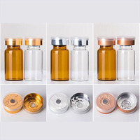 Flacons en verre borosilicate tubulaire de petite taille, transparents ou ambrés, avec bouchon en caoutchouc et impression sérigraphique