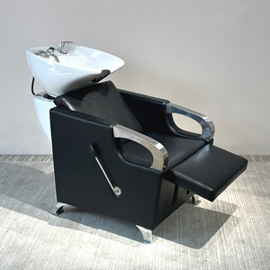 Sillón de Lavado de Cabello Moderno para Salón, con Base Impermeable de Cuero PU y Lavabo - Product Image 5