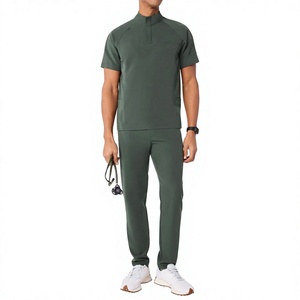 Conjunto de Uniforme Médico Verde para Hombre, Pantalones de Poliéster Tejido, Camiseta de Manga Corta - Product Image 4